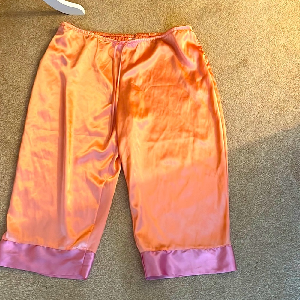 Orange & Pink Satin Capri Sleep Pants